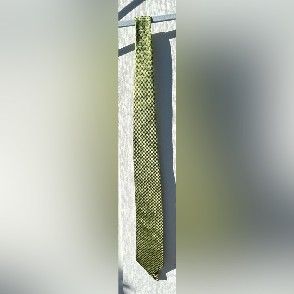 Nicole Miller Green Checkered Patterned Men’s Tie, Christmas Holiday